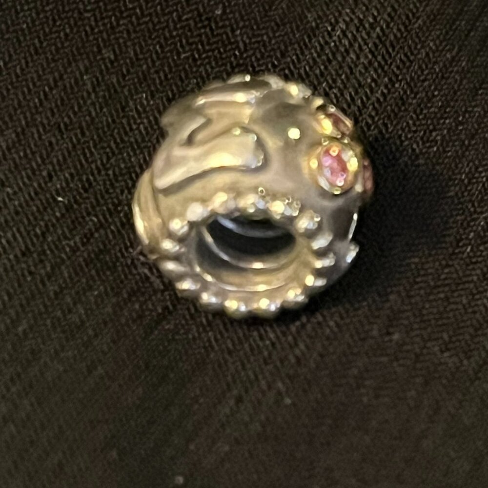Pandora Mom Charm – Sterling Silver, 14K Gold & Pink CZ Flower – Retired - Picture 6 of 7